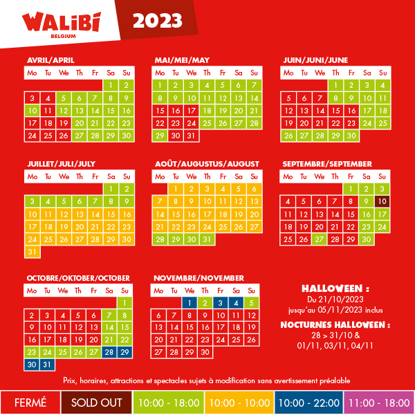 Walibi Belgium - Basse Saison - Walibi Belgium du 1 avr. au 9 juil. 2023